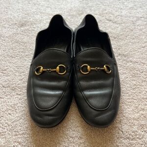 Gucci Black Leather Brixton Horsebit Loafers Women's Size 39